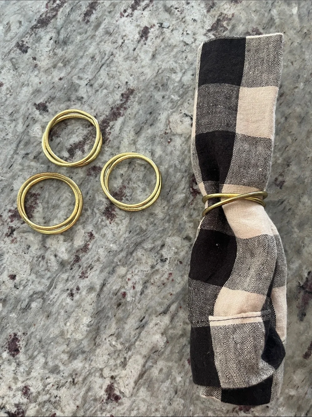 Crate&Barrel Gold Napkin Ring Set